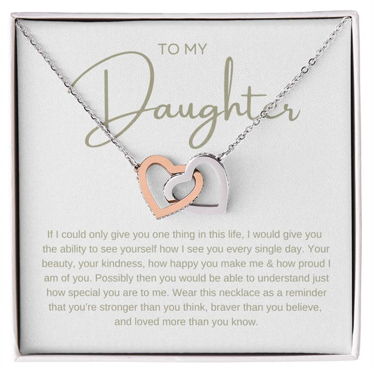 To My Daughter - Interlocking Hearts Necklace